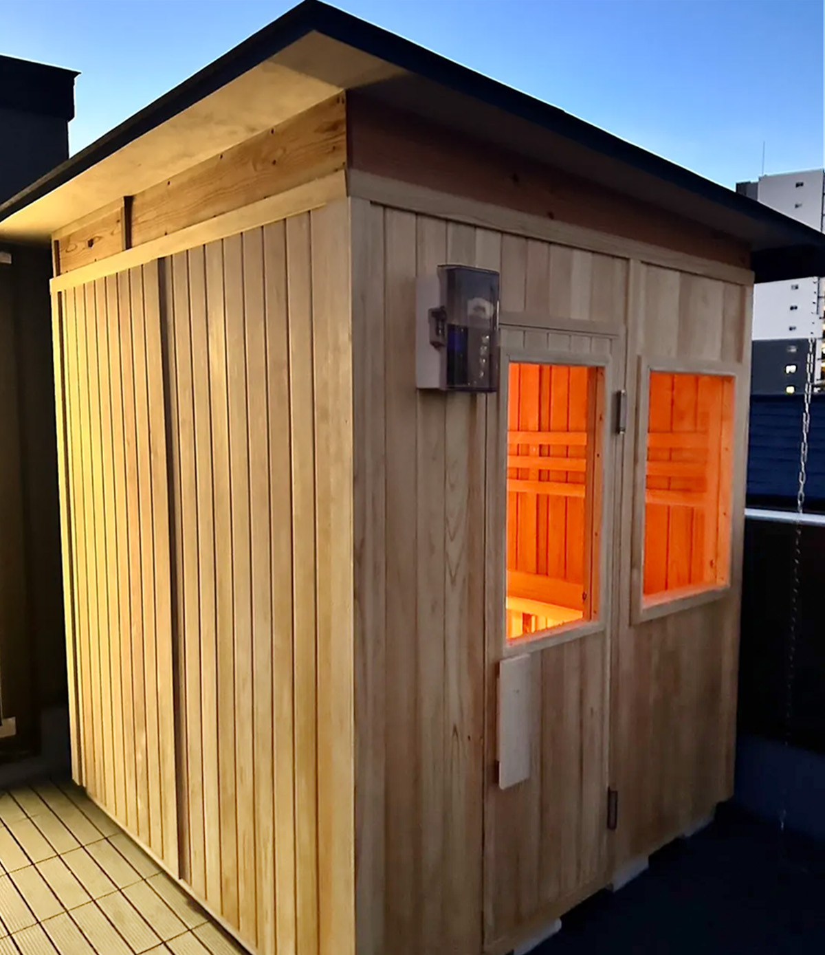 木製ガラス扉付きサウナ　5人用 木製ガラス扉付きサウナ 5人用